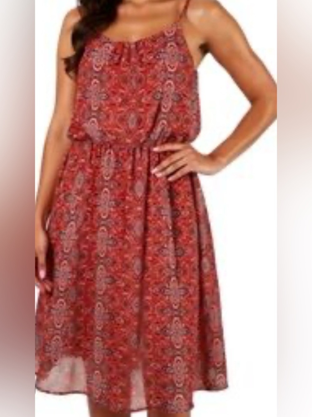Orange Paisley Spaghetti Strap Sundress